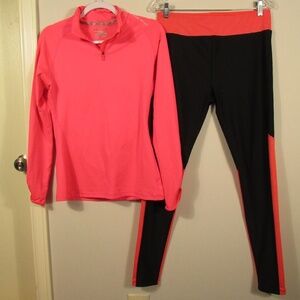 Under Armour Black Leggings & Active Pullover Top Set